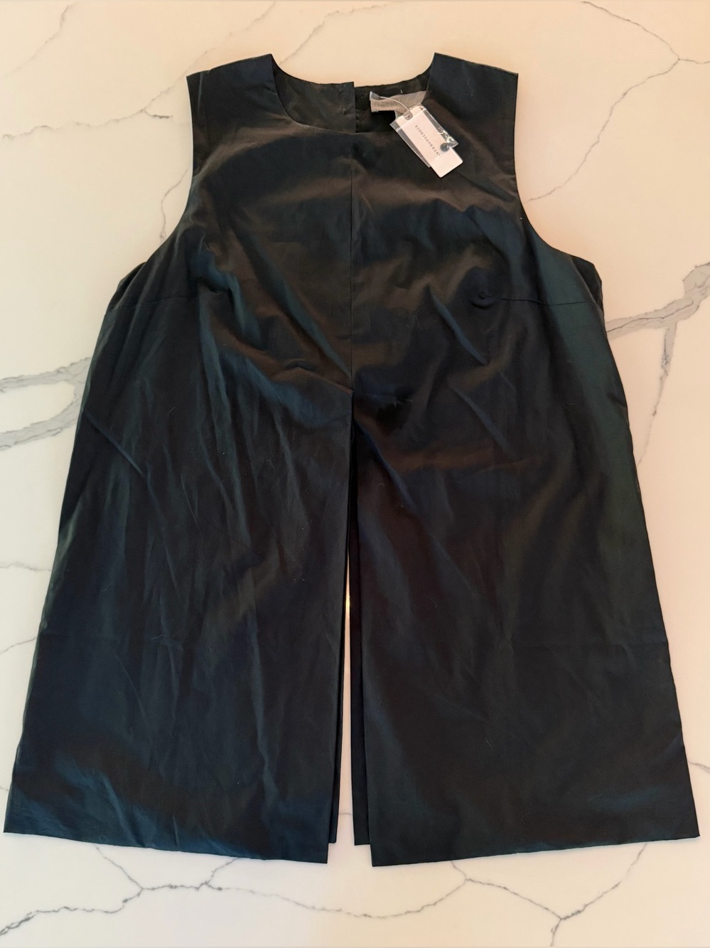 J. Crew Black Faux-Cotton Sleeveless Tunic with Center Slit